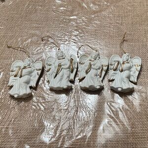Homco Angel Christmas Ornaments #5630 Lot of 4 Vintage Ceramic 3 1/2" Tall